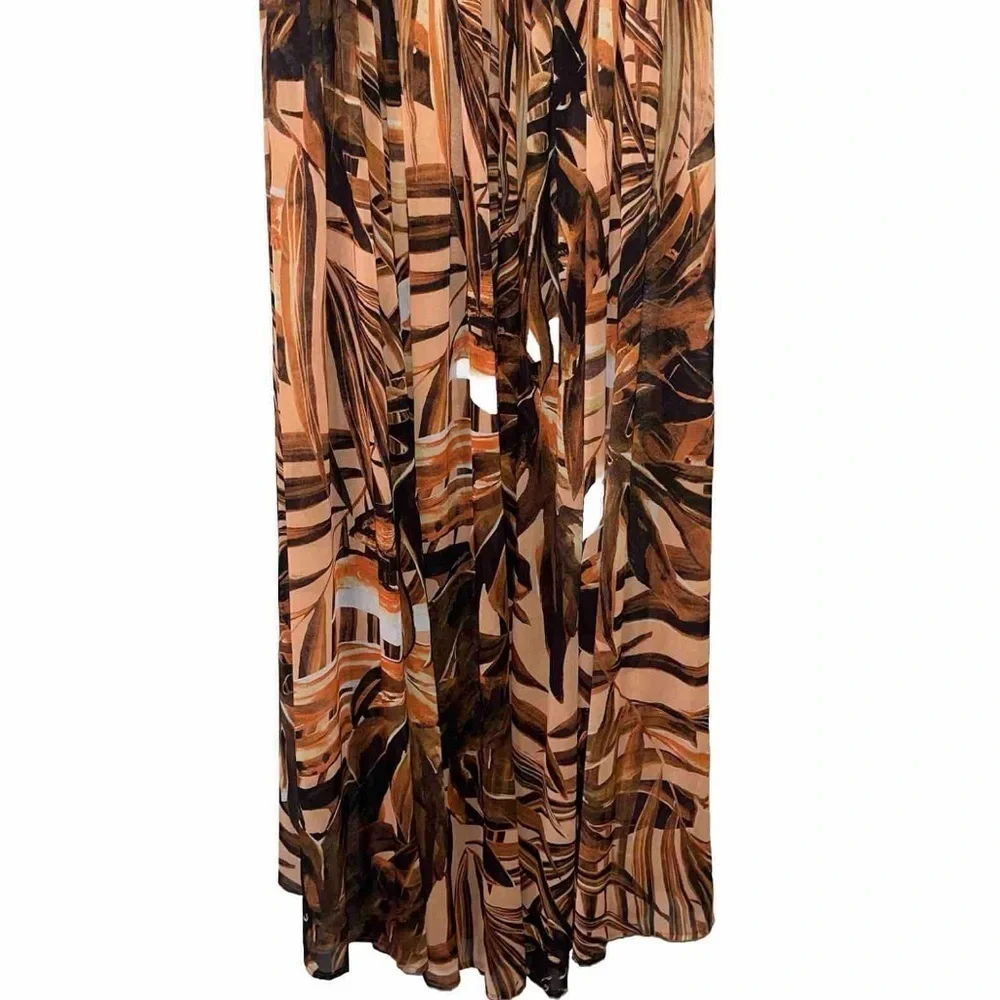 Bronx & Banco Kenya Silk Halter Maxi Dress Brown Animal Print Medium NWT - Picture 11 of 15